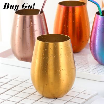 China Eco Friendly Egg Shape Metal Tumbler Wine Beer Cups Water Drinks Mug Rainbow Stainless Steel Beer Mug for sale