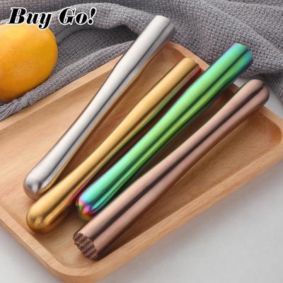 China Custom Viable Viable Colorful Gold Stainless Steel Ice Hammer Logo Popsicle Cocktail Sticks Metal Fruit Confusion Muddler for sale