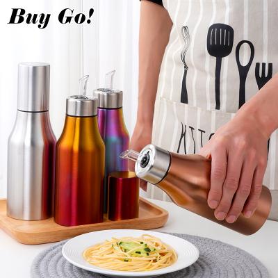 China Freshness Keeping Freshness Keeping Kitchen Tools Stainless Steel Vinegar Sauce Oil Jar Bottle Container Dispenser Oil With Lid for sale