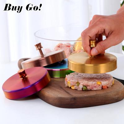 China High Quality Viable Round Shape Burger Press Aluminum Alloy 9cm Burger Meat Grill Beef Burger Press Kitchen Food Mold for sale