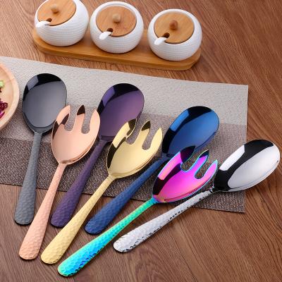 China Luxery Kitchen Utensils Viable Spoons and Fork Silverware Restaurant Dinner Spoon Viable Flatware Set Gold Cutlery Sets for sale