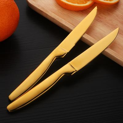 China Sustainable Gold Kitchen Knife Stainless Steel Steak And Vegetable Knife Set Sustainable Luxury Chef Kitchen Knives for sale