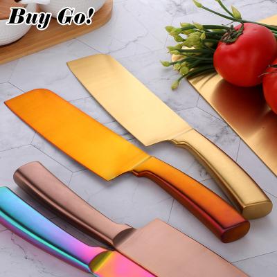 China Viable Viable Custom Kitchen Chef Knife Color Logo Plated Stainless Steel Kitchen Knife for sale