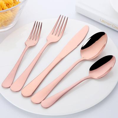 China 1010 Classic Sustainable Style Stainless Steel Titanium Hotel Restaurant Gold Titanium Cutlery Set Custom Made 5 Pieces Eco-Friendly for sale