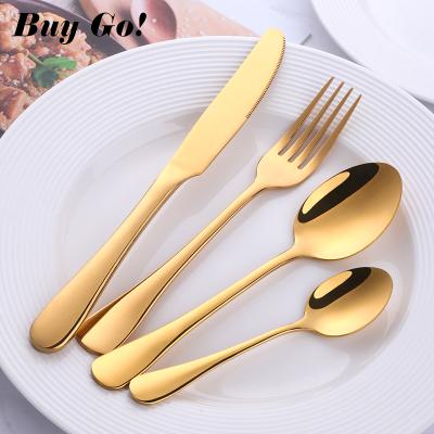 China Stainless Steel Flatware Set Hot Selling Amazon Restaurant Hotel Silverware Classic Gold 1010 Sustainable Hot Selling Flatware Set for sale