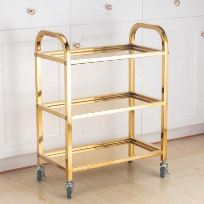 China 3 Tiers Storage Eco-Friendly Eco-Friendly Rack With Wheel Restaurant Serving Dining Car Stainless Steel Kitchen Trolley Cart for sale