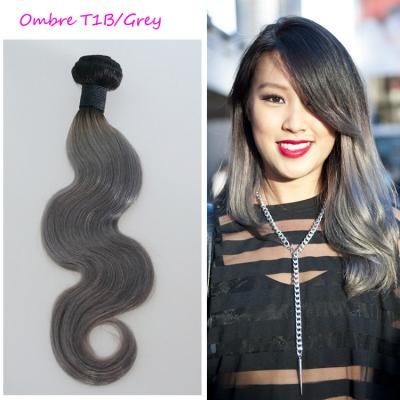 China Can Be Style Wholesale Gray Ombre 1B Hair 4inch Weave Extensions for sale