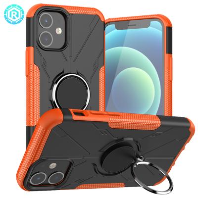 China Anti-drop 2 in 1 Shockproof Mount Magnetic Kickstand Ring Car Mobile Phone Case For Iphone 12 Mini Waterproof Phone Cover for sale