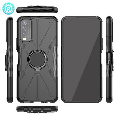 China Amazon Hot Selling Anti-drop Hybrid Kickstand TPU Shockproof PC Mobile Phone Case For Vivo Y20 With Ring Phone Cover for sale