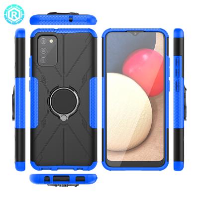 China Anti-fall Mobile TPU Cover PC 2 In 1 Cell Phone Case For Samsung A02s USA With Ring Holder Cell Phone Case for sale