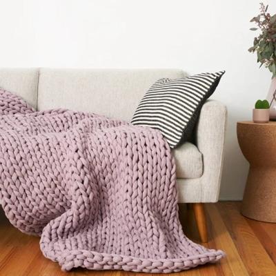 China Anti-pilling Super Soft Home Decor Chunky Giant Yarn Bohemian Throw Hand Crochet Chunky Knitted Weighted Blanket Braided Blanket For Winter for sale