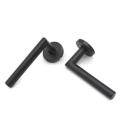 China Modern Durable Hotel Style New Home Lever Right Angle Black Industrial Door Handle For Interior Door for sale