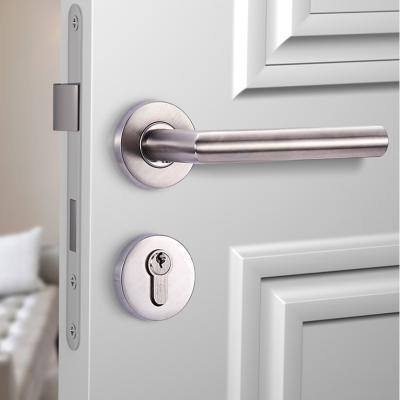 China Modern Simple Design Stainless Steel Hotel Door Modern Lever Handle For Wooden Door for sale