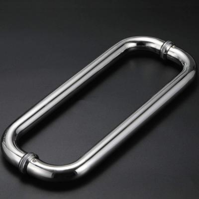 China Modern Simple Modern Stainless Steel Silver Shower Door Pull Glass Door Handle for sale