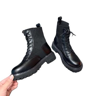 China High Quality Fashionable High Quality Thick-Soled Single Shoes Leather Boots Lace Up Upper Leather Boots for sale