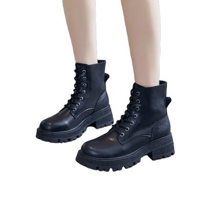 China Fashion Economic Ladies High Top Boots Leather Trim High Heel Boots Walking Martin Boots On Hot Sale for sale