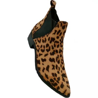 China Promotional Products Womens Round China Boots Brown Leopard Print Boots Leopard Print Ankle Boots for sale