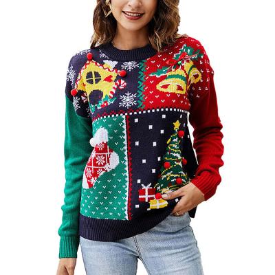 Cina Ladies Little Snowflake Christmas Knitwear Pullover Christmas Tree Sweater Womens Christmas Tops in vendita