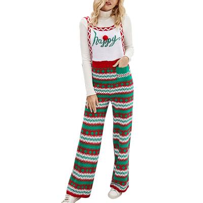 Chine Autumn And Winter Christmas Clothes Knitted Bib Pants Loose Christmas Snowflake Knitted Jumpsuit à vendre