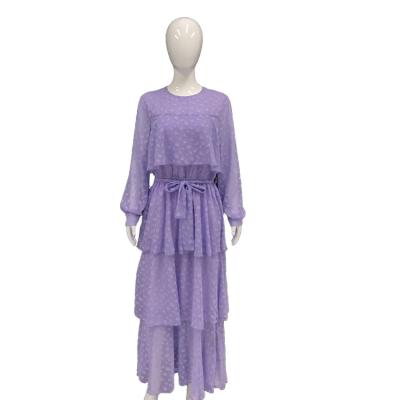 Chine O-Neck Mesh Summer Beach Long Dress Of Breathable Worsted Polyester/Cotton Fabric à vendre