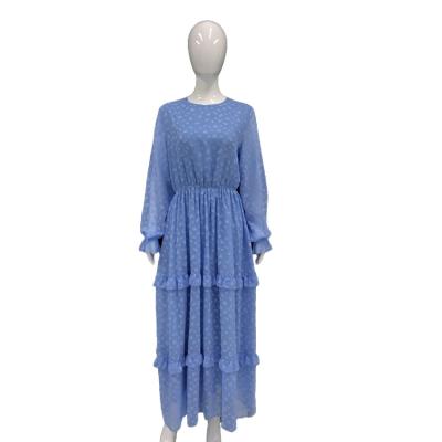 China Women Blue Summer Beach Long Dress Breathable And Washable Fabric In Autumn/Spring Summer for sale