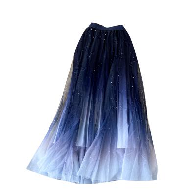 Κίνα Fairy Skirt Gentle Wind Skirt Female Four Seasons All-Match Design Sense Gradient Color Mid-Length Mesh dress προς πώληση