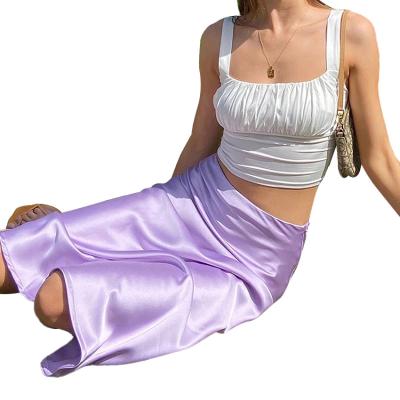 Κίνα Milk Silk Plain Dyed Slim Midi Skirt High Waist Solid Color Dress In Spring/Summer προς πώληση