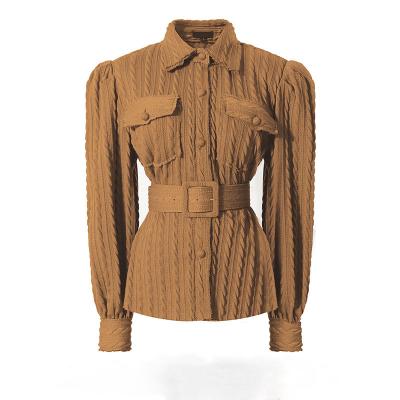 China 2021 spring new product cardigan jacket lapel waist jacket sweater women twisted women's sweater à venda