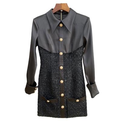 China Luxury Dress Style Ladies Blazer Jacket In Anti-Static 100% Polyester Wool And Satin Fabric à venda