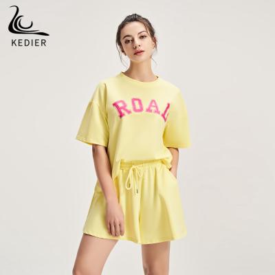 중국 Fashion 2 piece set for women short sleeve slim t shirt +shorts suit female casual streetwear outfits 판매용