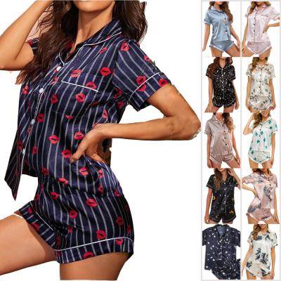 Chine Factory high quality women's satin silk pajamas short-sleeved pajamas set pajamas set female 2021 two-piece sublimation à vendre