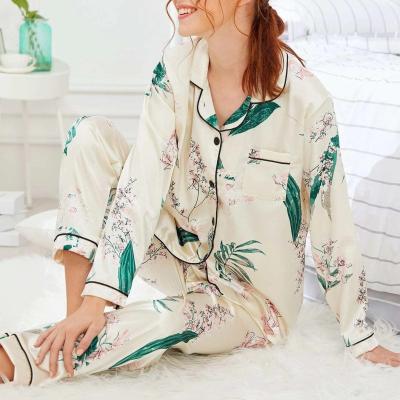 中国 Factory high quality women's satin silk pajamas short-sleeved pajamas set pajamas set female 2021 two-piece sublimation 販売のため