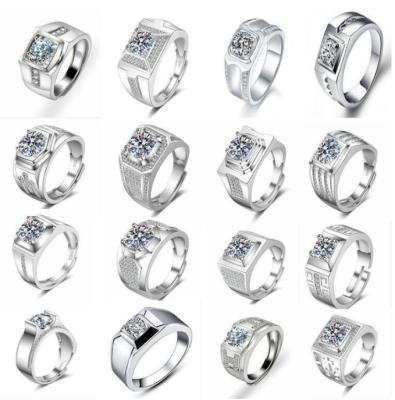 China Wholesale Luxury Size Ring Moissanite Diamond Men Rings Open Adjustable Fashion Fine Classic Jewelry for Men for sale