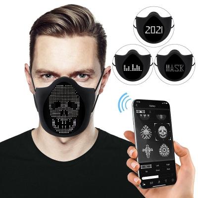 China Cotton Led Praise Party Mask, Food Silicon LED Face Mask, Breathable Blue Tooth APP Controlled Programmable LED Mask DIY Message Display for sale