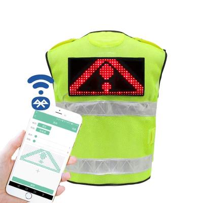 China Safety Light Up Yellow Safety Led Safety Vest With Programmable Massage for sale