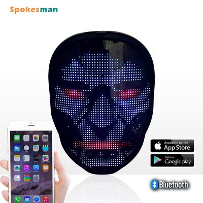 China Wholesale PVC Christmas Halloween Party Fashion App Control Led Message Programmable Shown Face Mask For Gift for sale