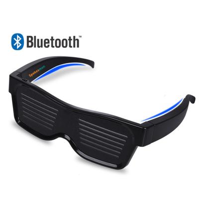 China Newest APP Control Wireless LED Wireless APP Programmable Message Scrolling Flashing Glasses Rave Glasses for sale