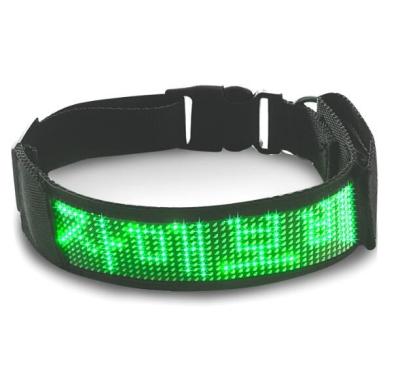 China Glowing Dog Waterproof LED Collar Lights Mouthpiece With Moving Messages Scrolling LED Display Screen for sale