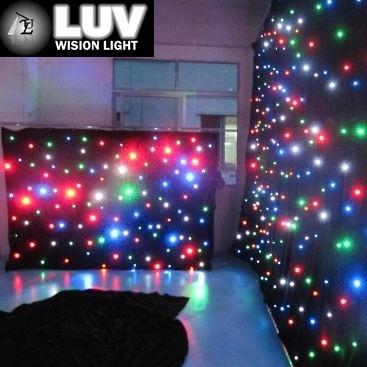 China LOVE-LHC306-RGBW concert fabric star led fabric, flexible led curtain, led curtain for sale