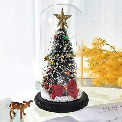 China LED Lights Bedroom Ornaments Drop 2021 New Cedar Props High Borosilicate Glass Cover Window Shooting Christmas Tree Decoration Glass Cover for sale