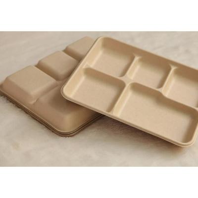 China Disposable Hot Sale Cheap Price Disposable 5 Compartment Dish Wheat Straw Tray Biodegradable for sale