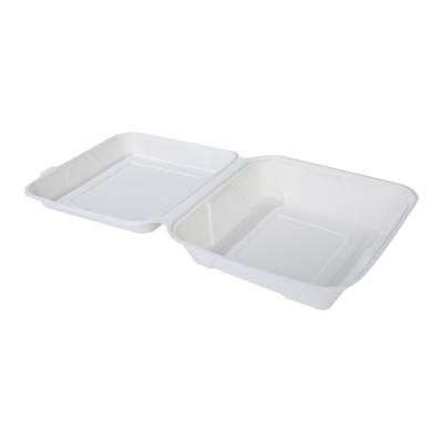 China 8 Inch Sugarcane Bagasse Biodegradable Biodegradable Disposable Pulp Lunch Box Hot Food Packaging Containers for sale