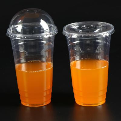 China Clear Disposable RPET Eco-friendly Biodegradable Recycle Printed PET 95mm Plastic Juice Cups With Lid for sale