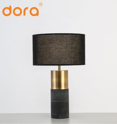 China European Nordic Simple Modern Simple Lampshade Fabric Lamp Shade Designer Study Bedside Bedroom Lamp Table Cement Decorative Table Lamp for sale