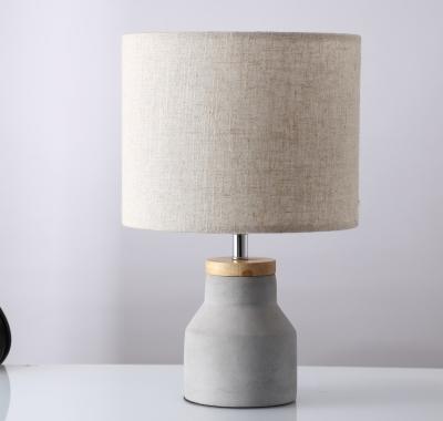 China Modern hot sale vintage and retro cement table lamp desk light reading lamp with fabric shade for sale