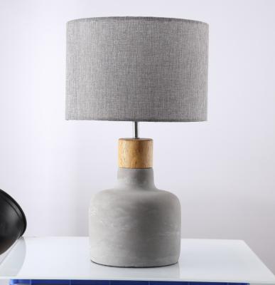 China Modern CE Concrete Cement Round Base Table Lamp With Lampshade For Bedroom Housing Lighting Furniture for sale