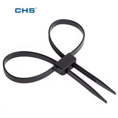 China Double Loop Design CHS 13*900 Double End Retreat Self-Locking Double Loop Nylon Self-Locking Double Hole Cable Tie End Binding Cable Tie for sale