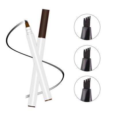 China 3D Stamp Eyebrow Tattoo Pencil Fork 4 Tip Waterproof Pen Private Label Liquid Eyebrow Hot Selling Waterproof Pen for sale