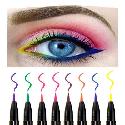 China 8 Colors Waterproof Eyeliner Fast Dry Waterproof Liquid Makeup Large Eye Liner Pencil Colorful Liner Pen Private Label for sale