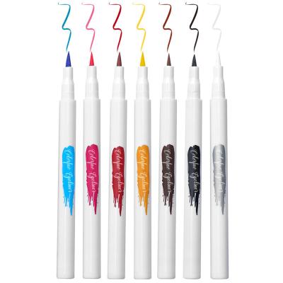 China Hot Selling Waterproof 7 Color Eyeliner Pencil Set Private Label Makeup No Logo No Smudging Colored Eyeliner Pencil for sale